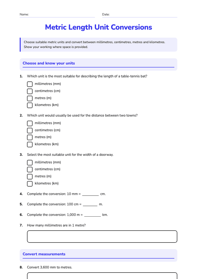 Metric Length Unit Conversions