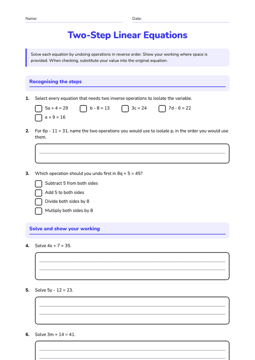 Two-Step Linear Equations
