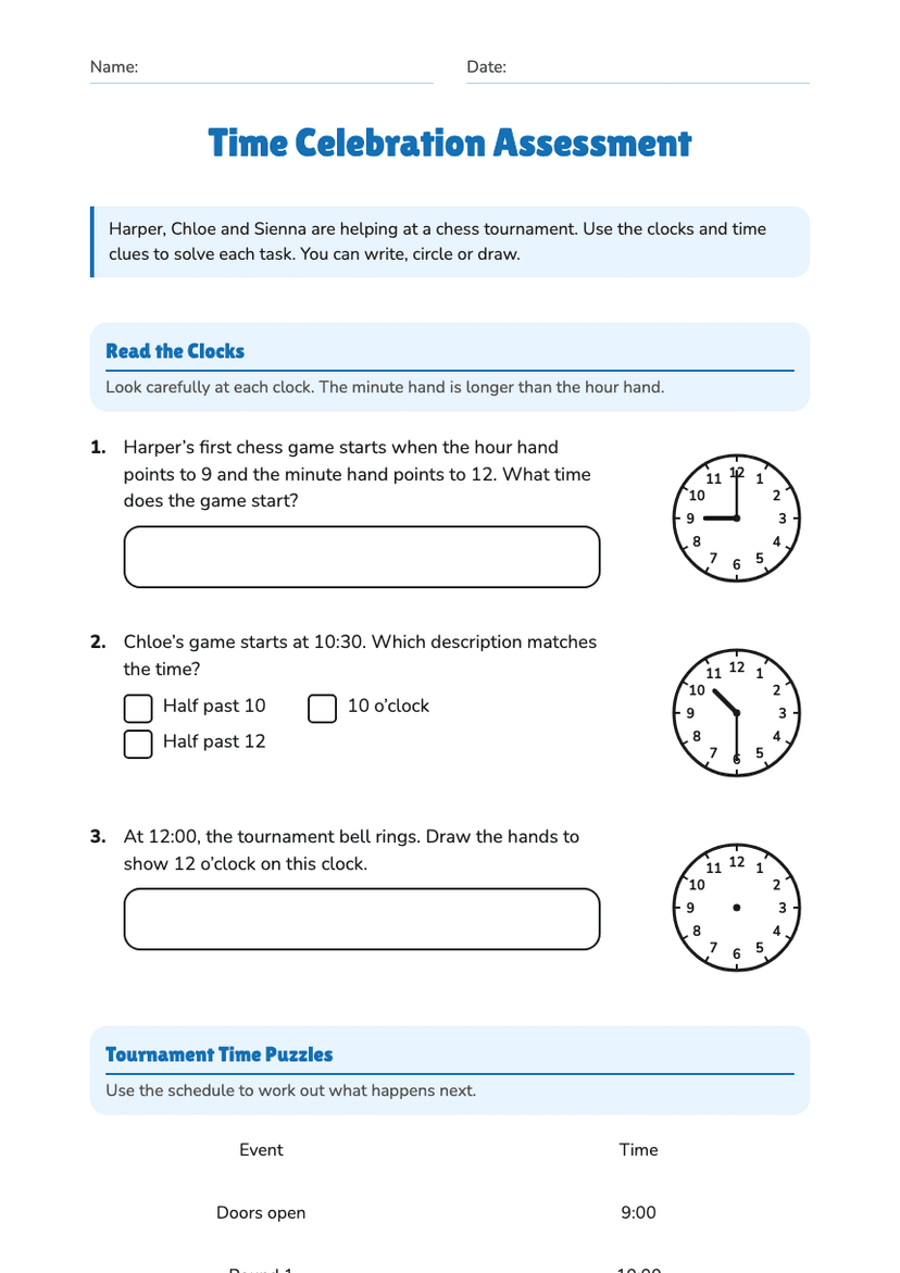 Time Celebration Assessment