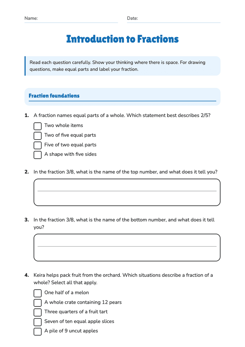 Introduction to Fractions