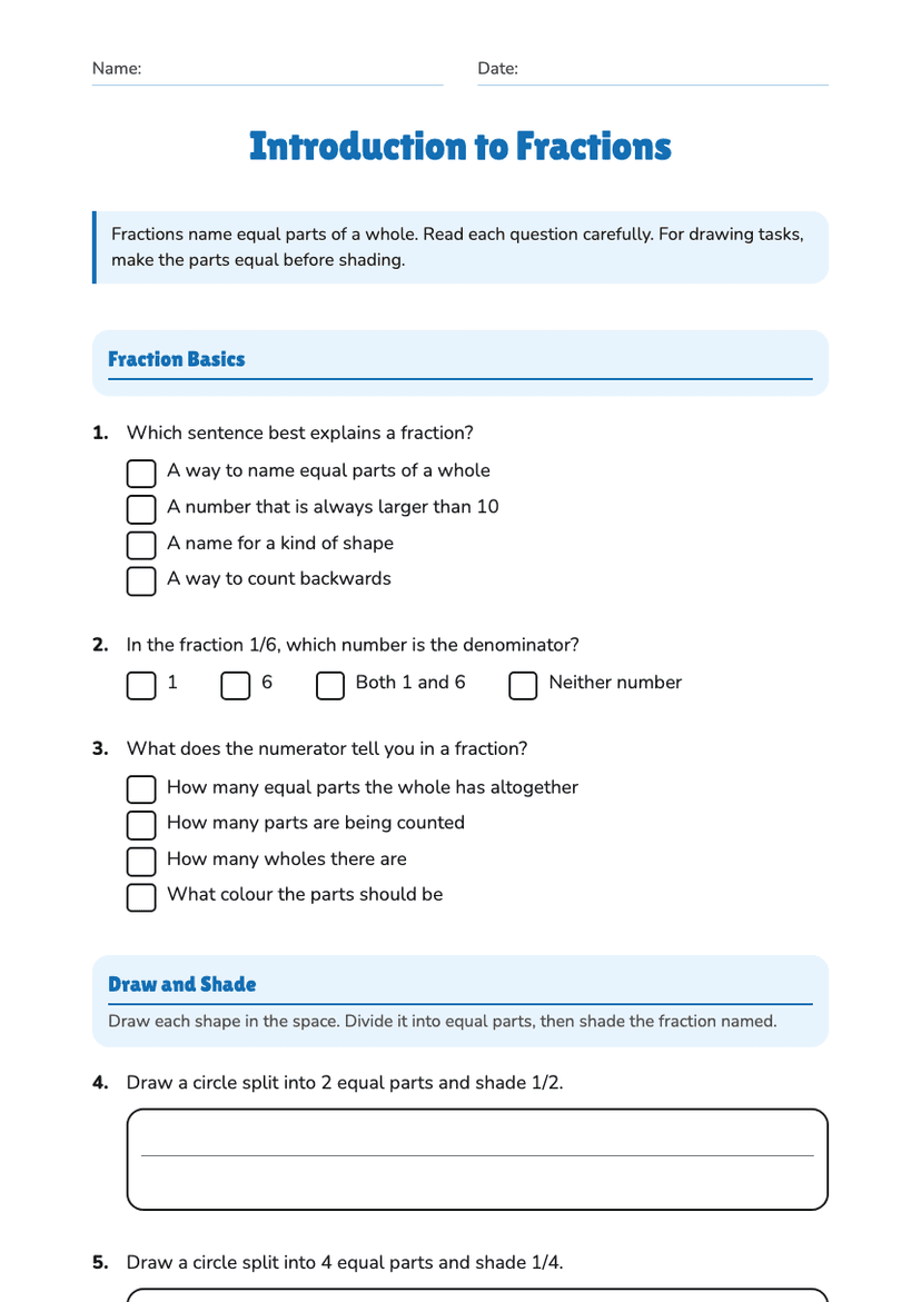 Introduction to Fractions