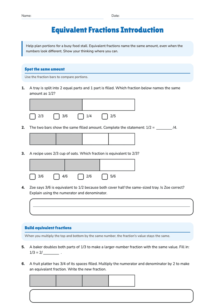 Equivalent Fractions Introduction