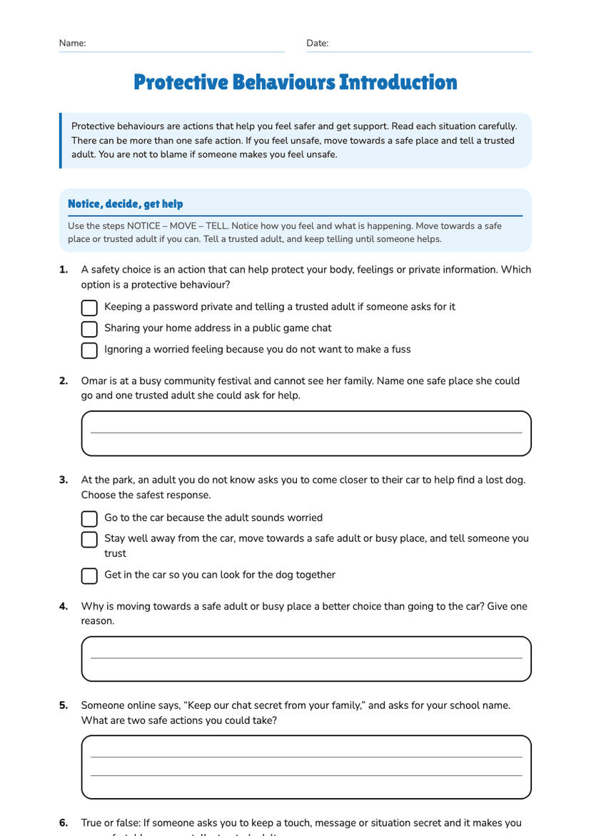 Protective Behaviours Introduction