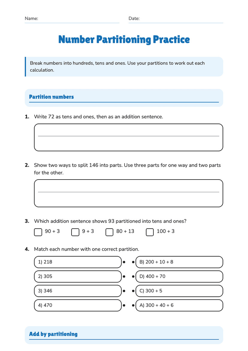 Number Partitioning Practice