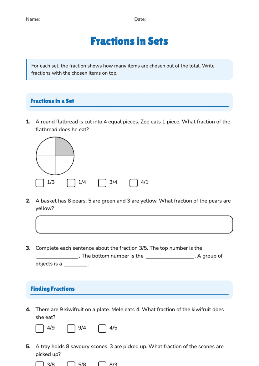 Fractions in Sets