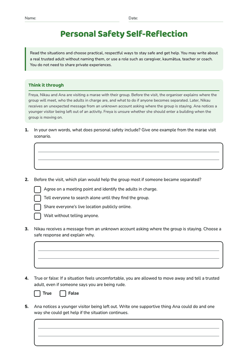 Personal Safety Self-Reflection
