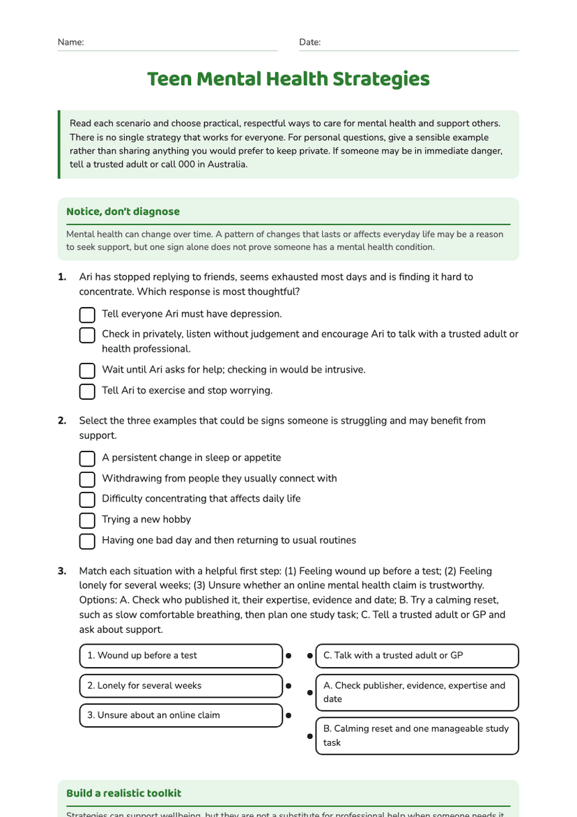 Teen Mental Health Strategies