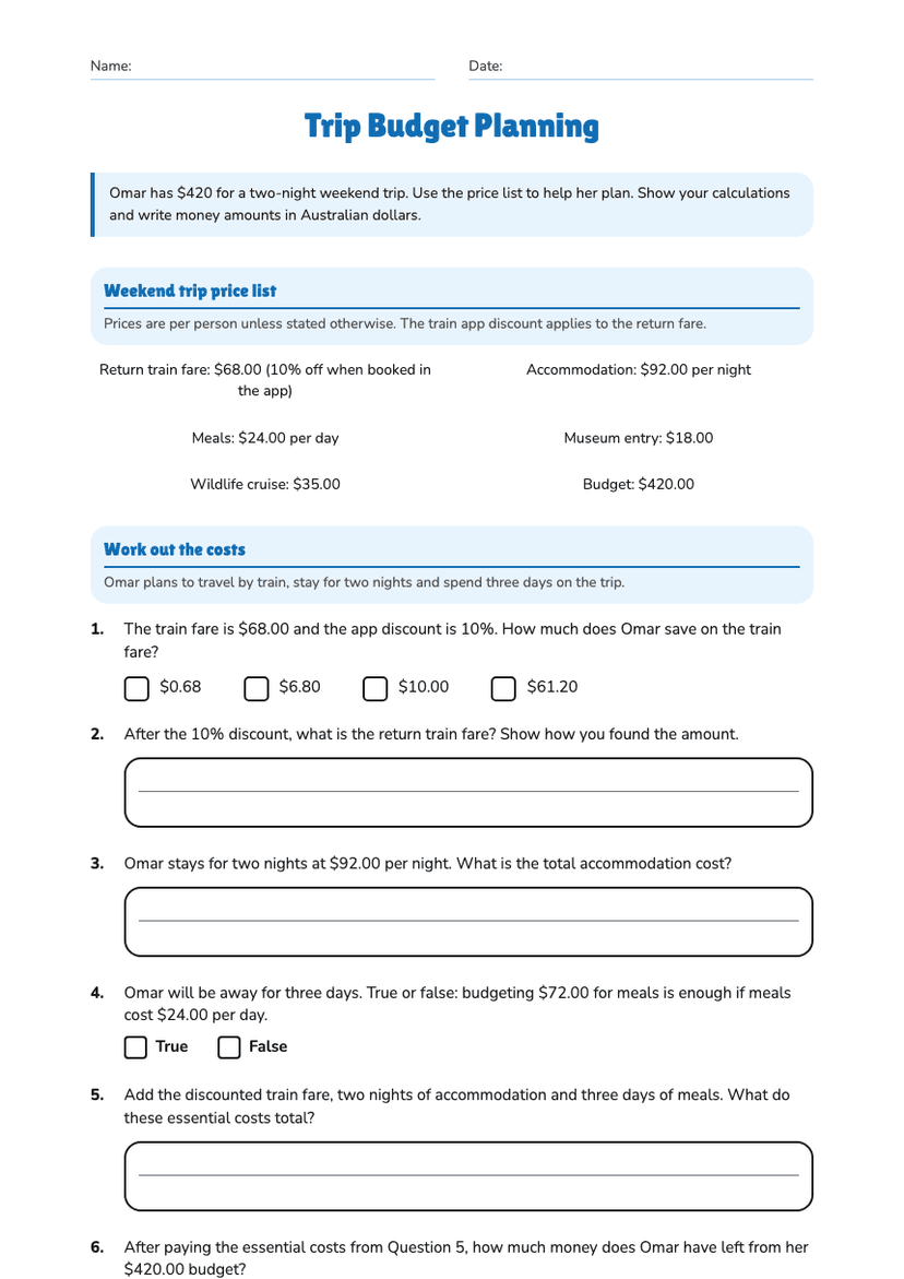 Trip Budget Planning