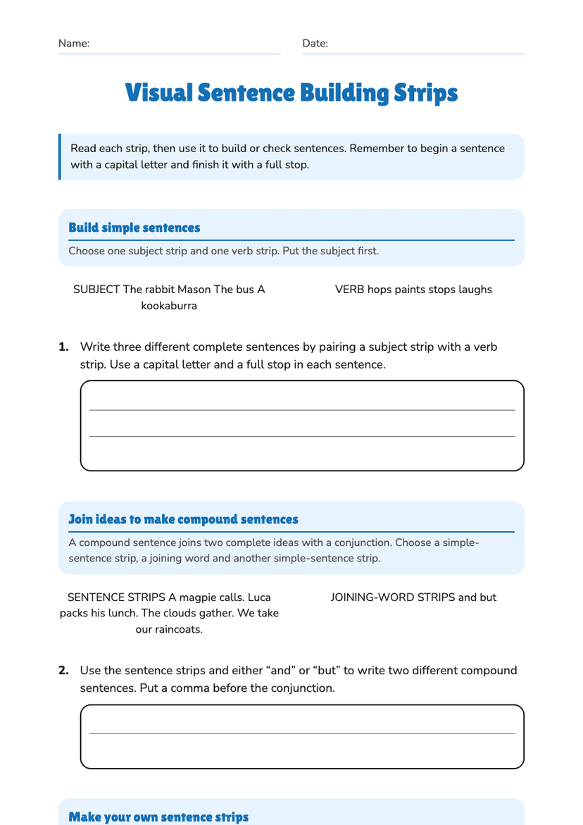 Visual Sentence Building Strips