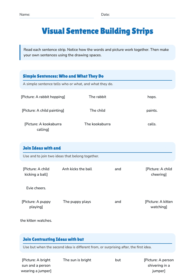 Visual Sentence Building Strips