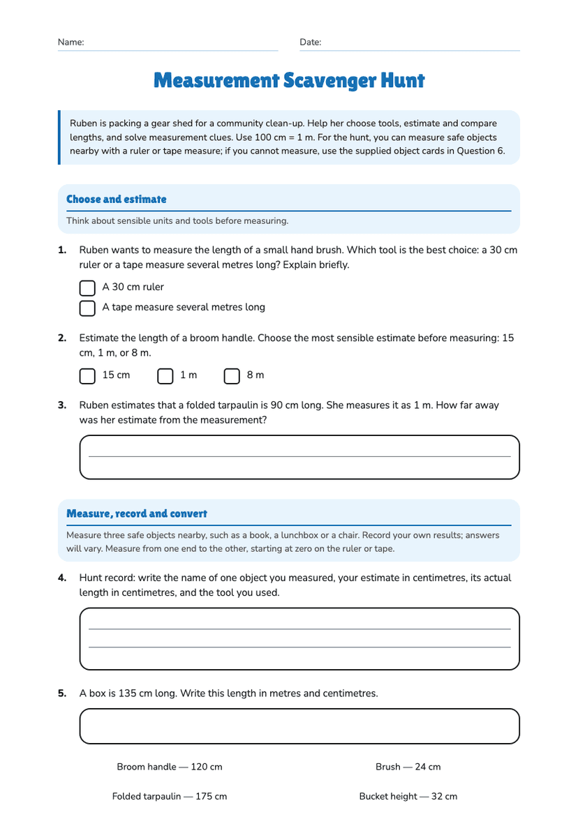 Measurement Scavenger Hunt