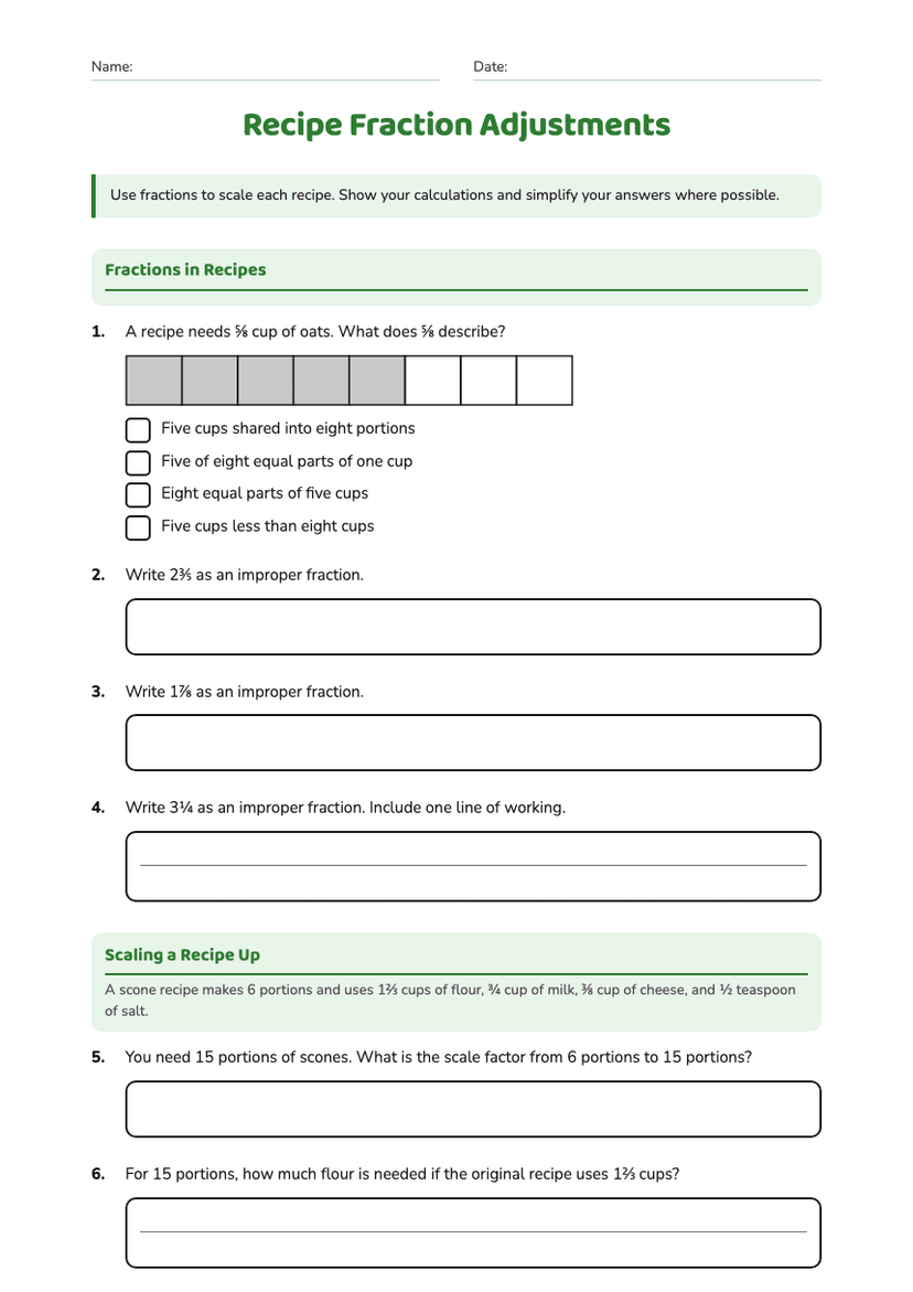 Recipe Fraction Adjustments