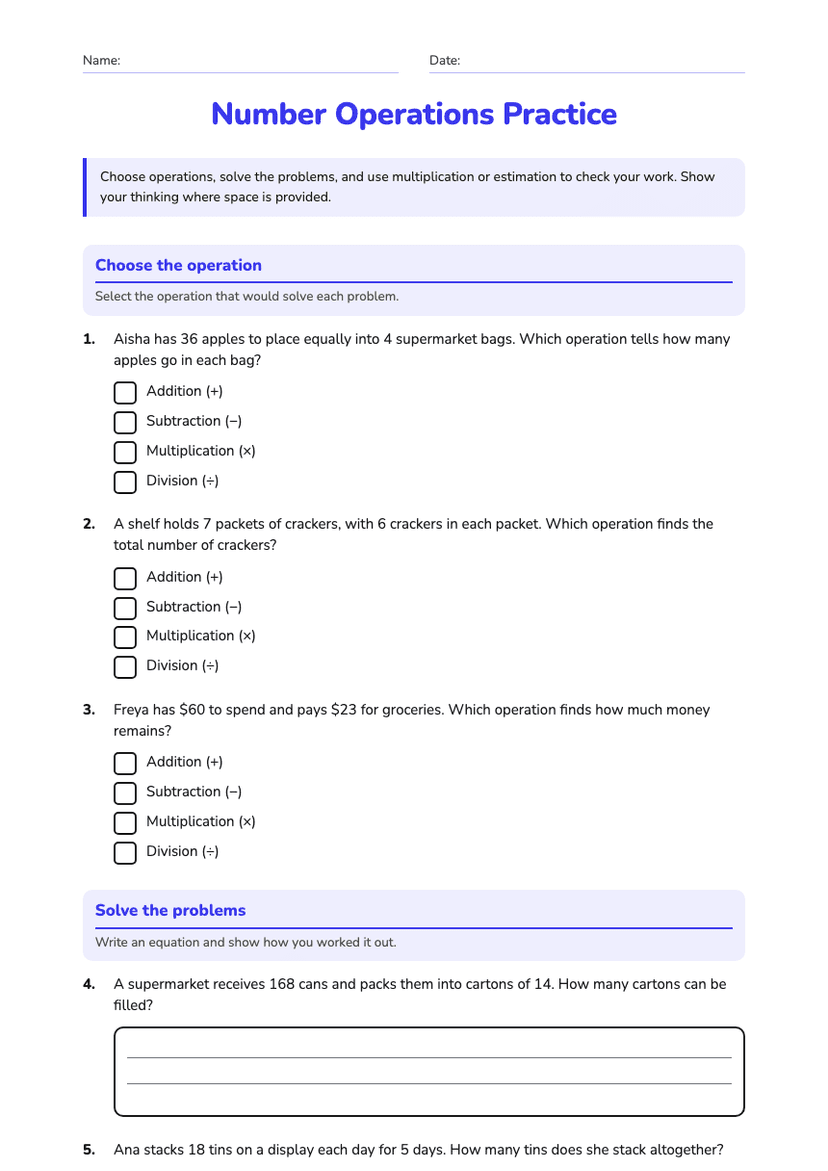 Number Operations Practice