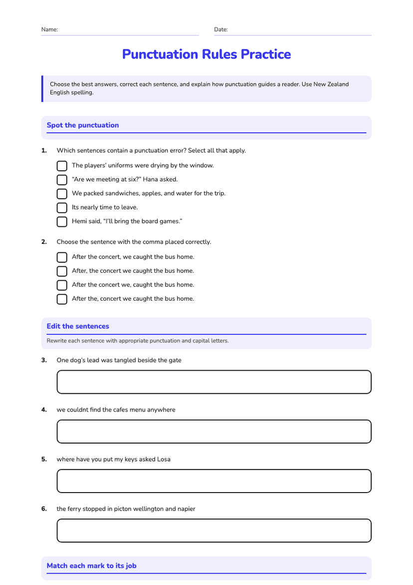 Punctuation Rules Practice