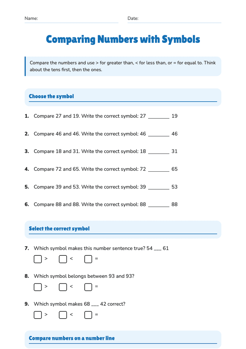 Comparing Numbers with Symbols