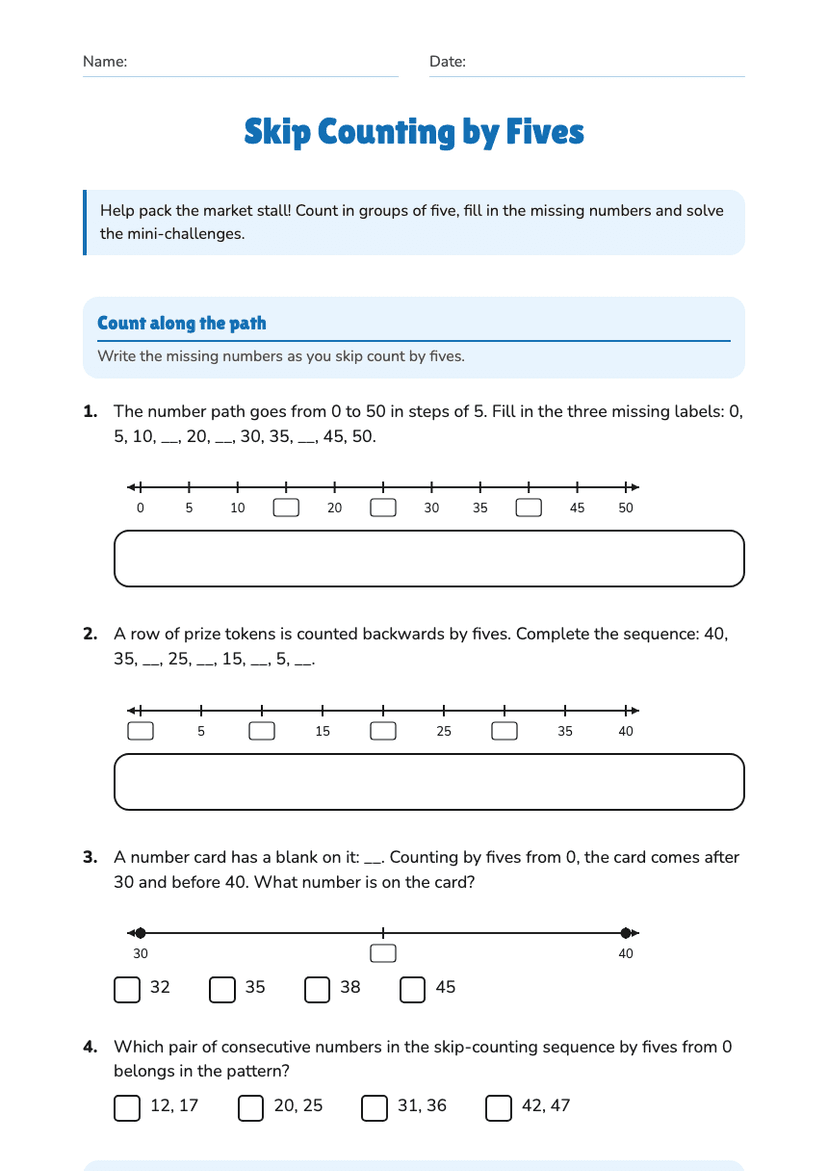 Skip Counting by Fives
