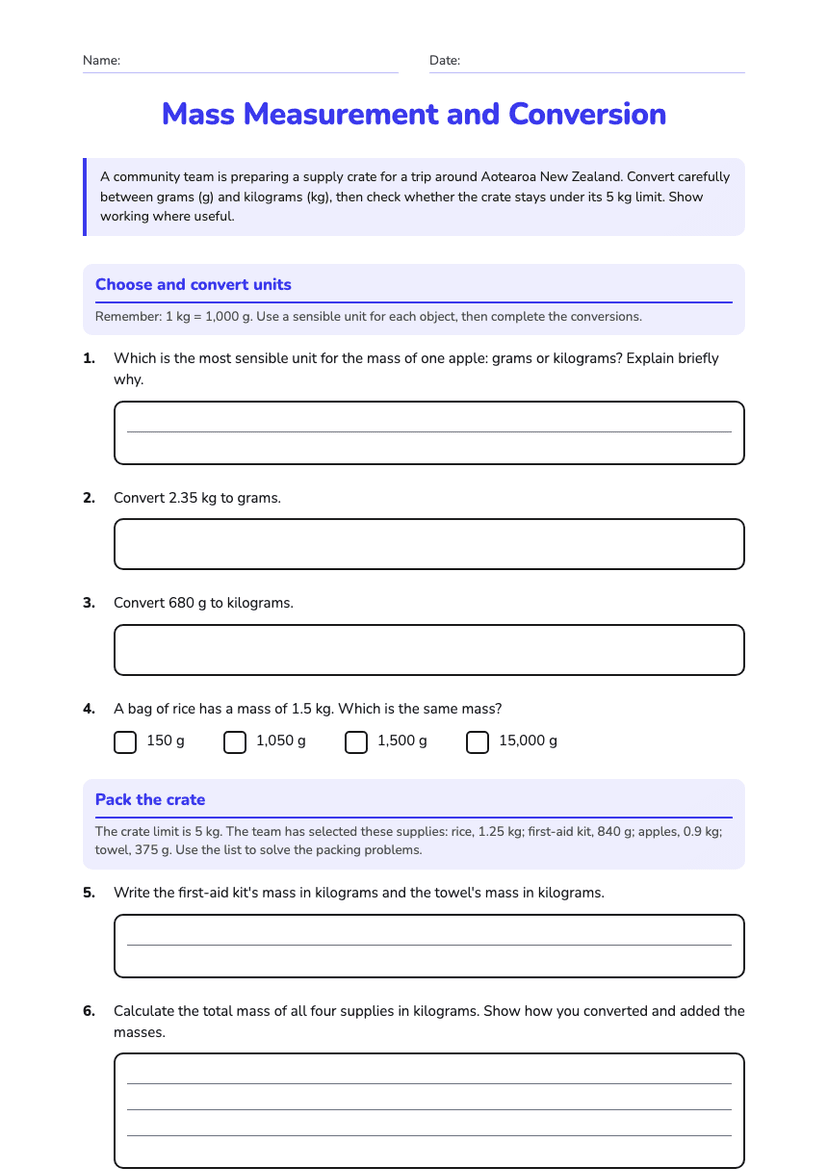 Mass Measurement and Conversion