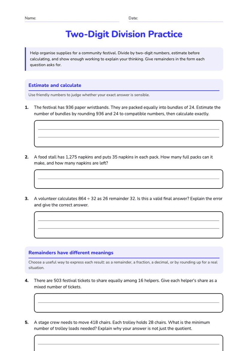 Two-Digit Division Practice