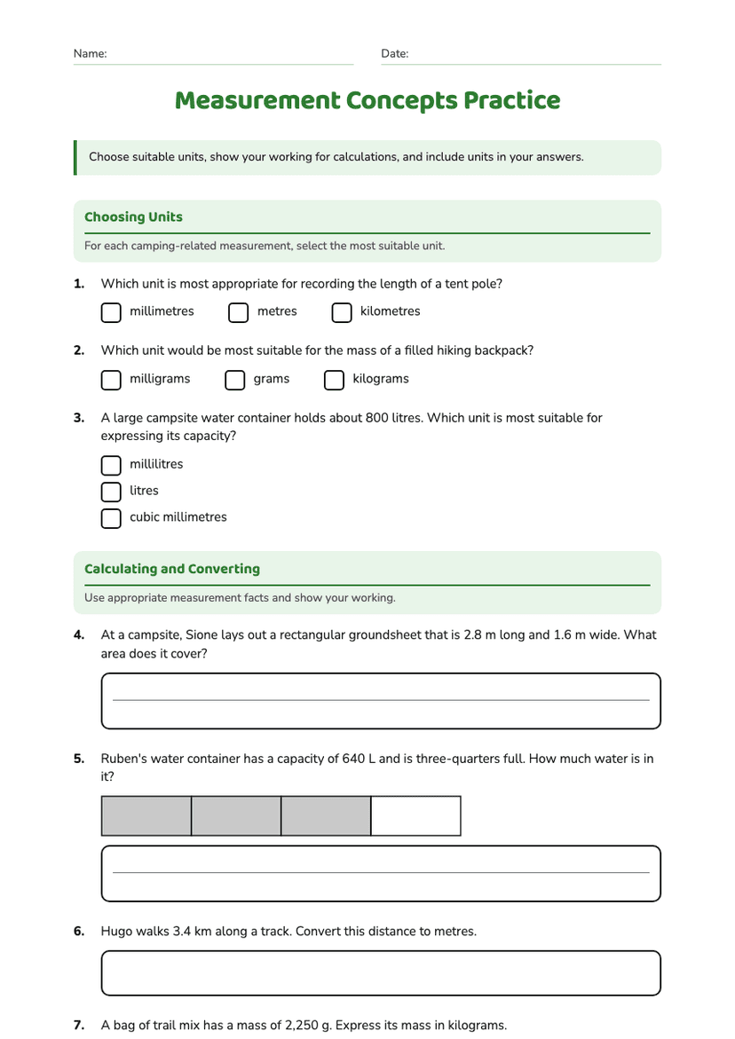 Measurement Concepts Practice
