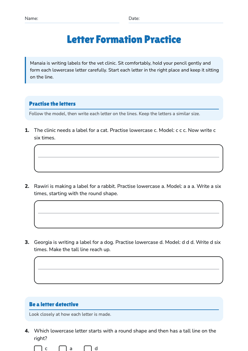 Letter Formation Practice worksheet preview