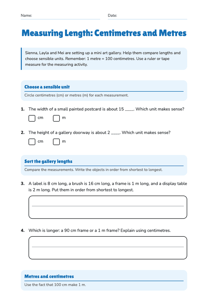 Measuring Length: Centimetres and Metres