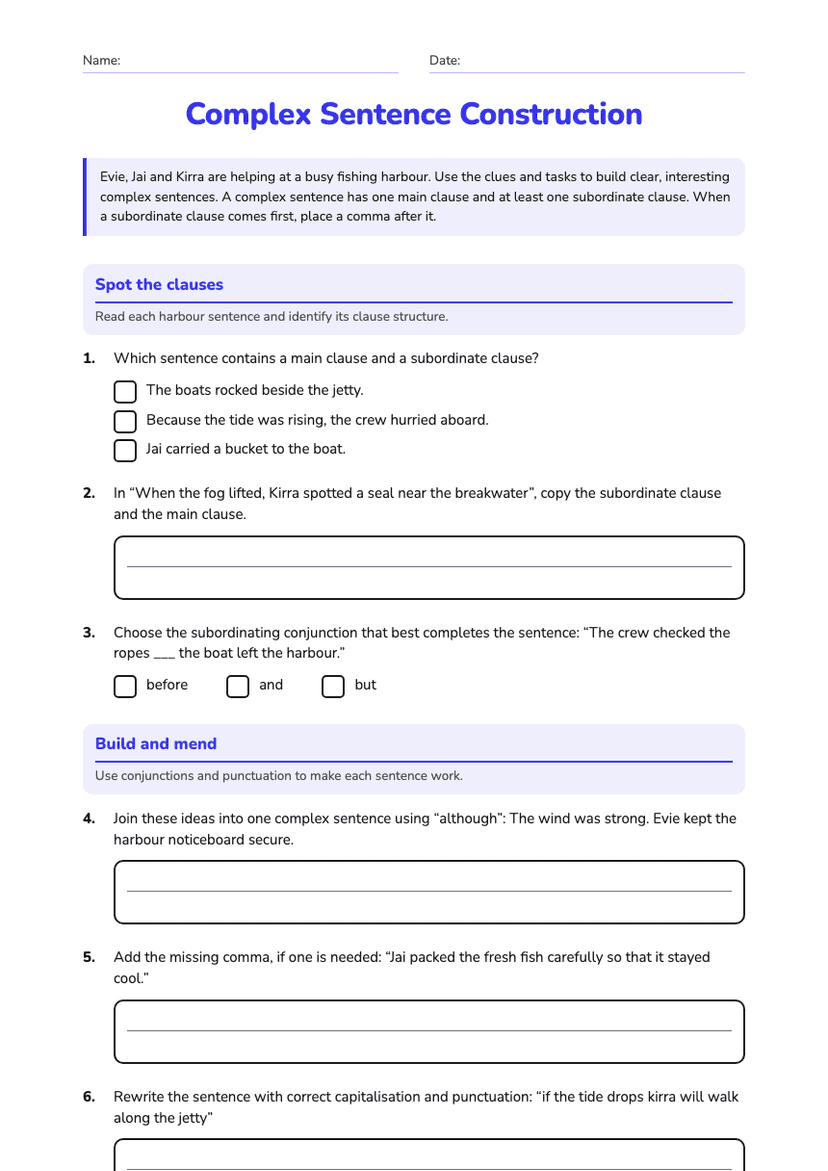 Complex Sentence Construction