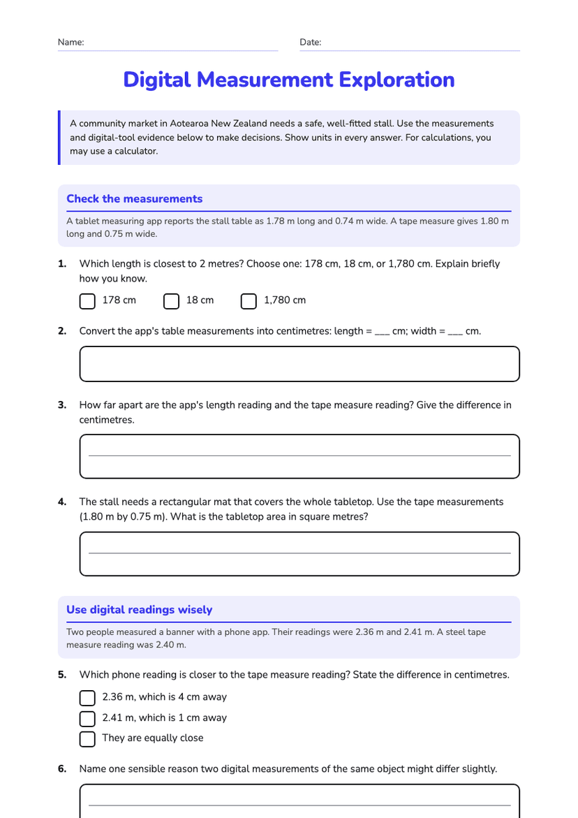 Digital Measurement Exploration