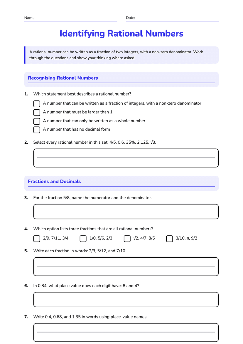 Identifying Rational Numbers