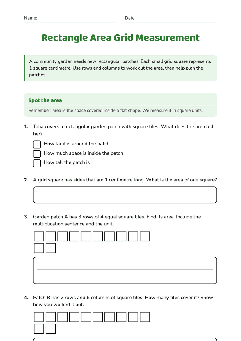 Rectangle Area Grid Measurement
