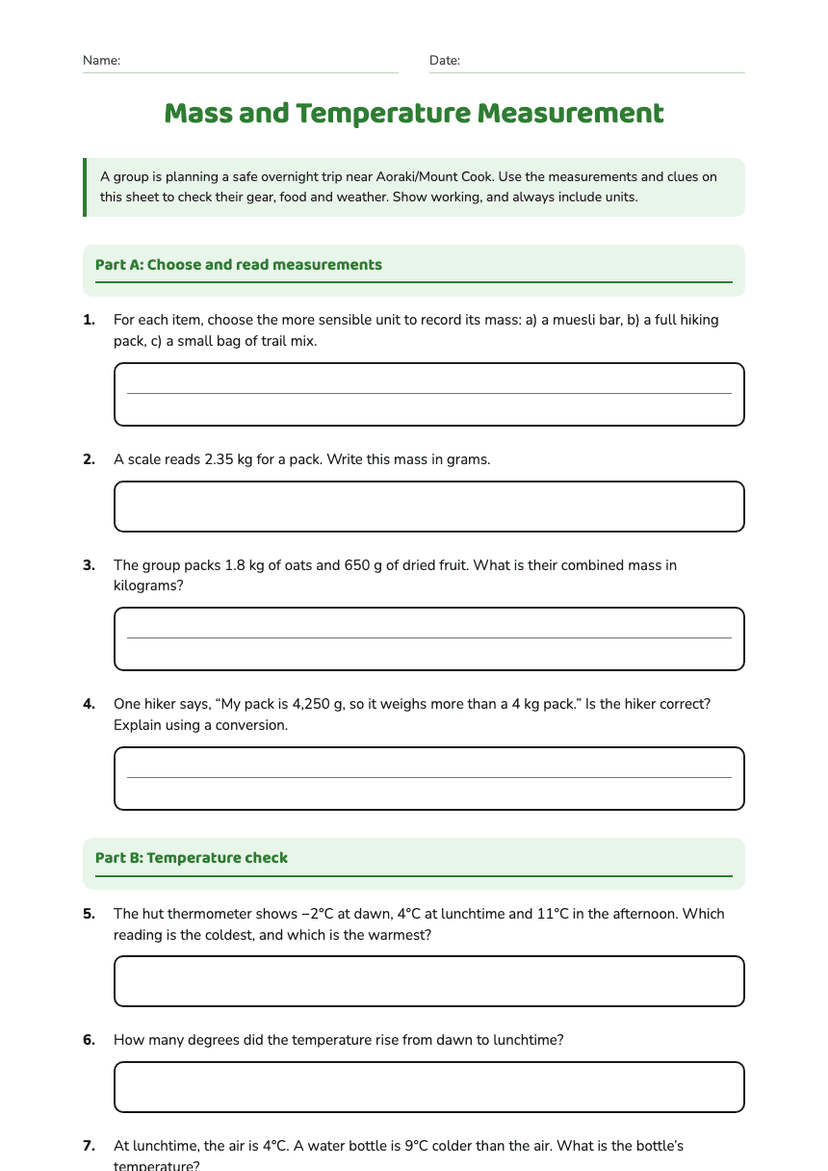 Mass and Temperature Measurement
