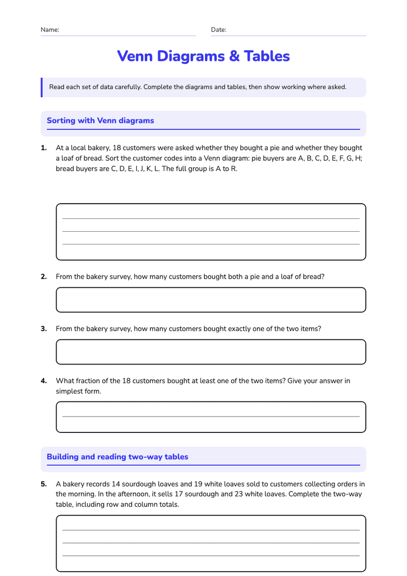 Venn Diagrams & Tables