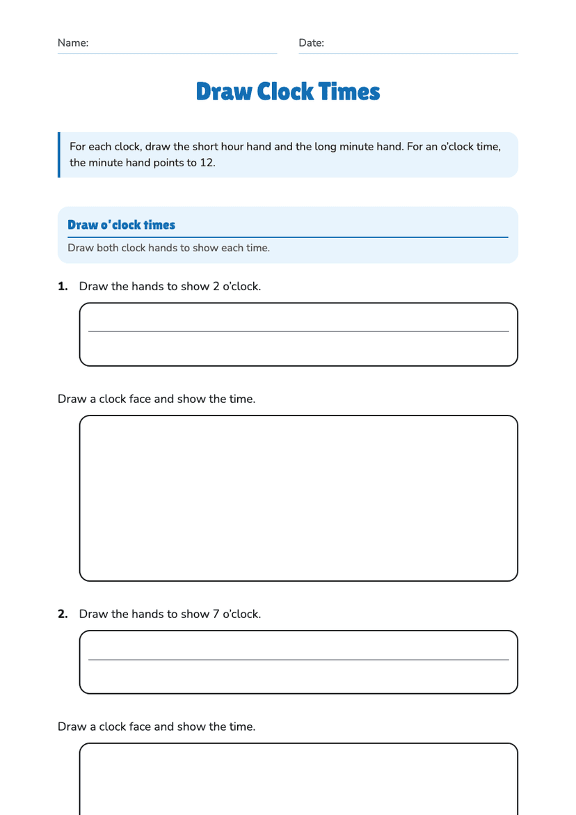 Draw Clock Times