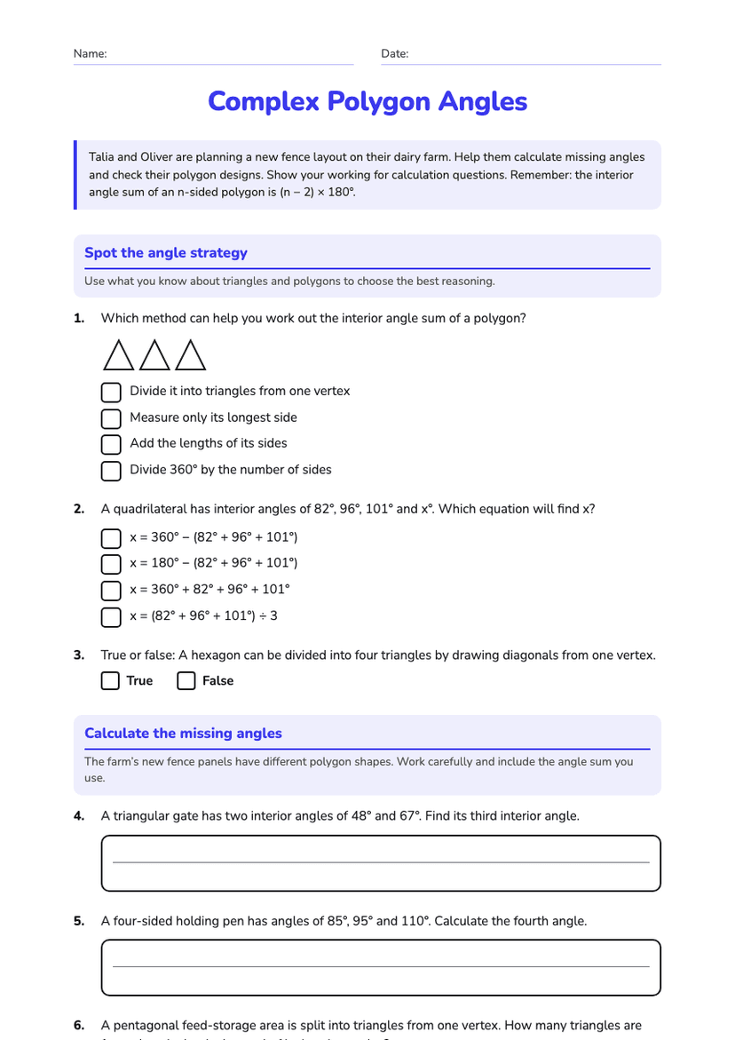Complex Polygon Angles