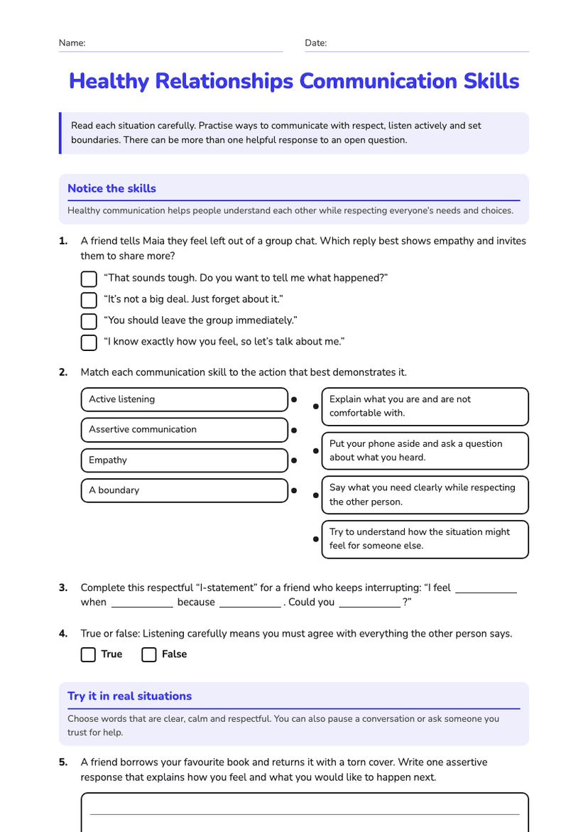 Healthy Relationships Communication Skills