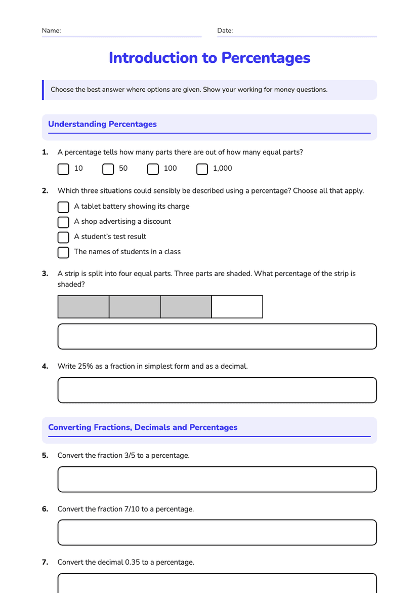 Introduction to Percentages