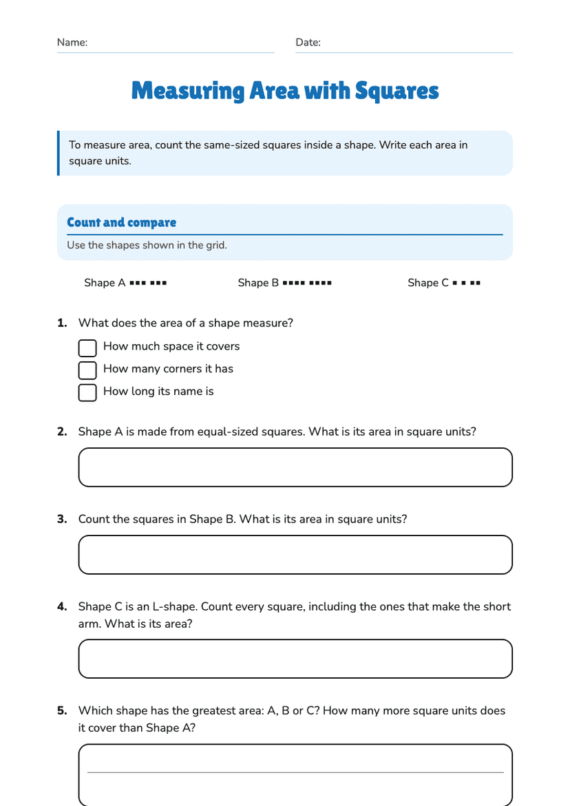 Measuring Area with Squares