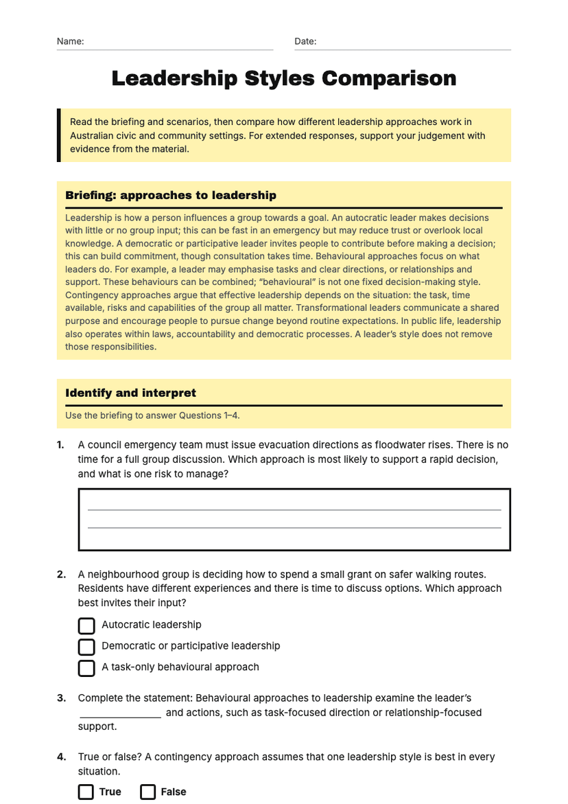 Leadership Styles Comparison