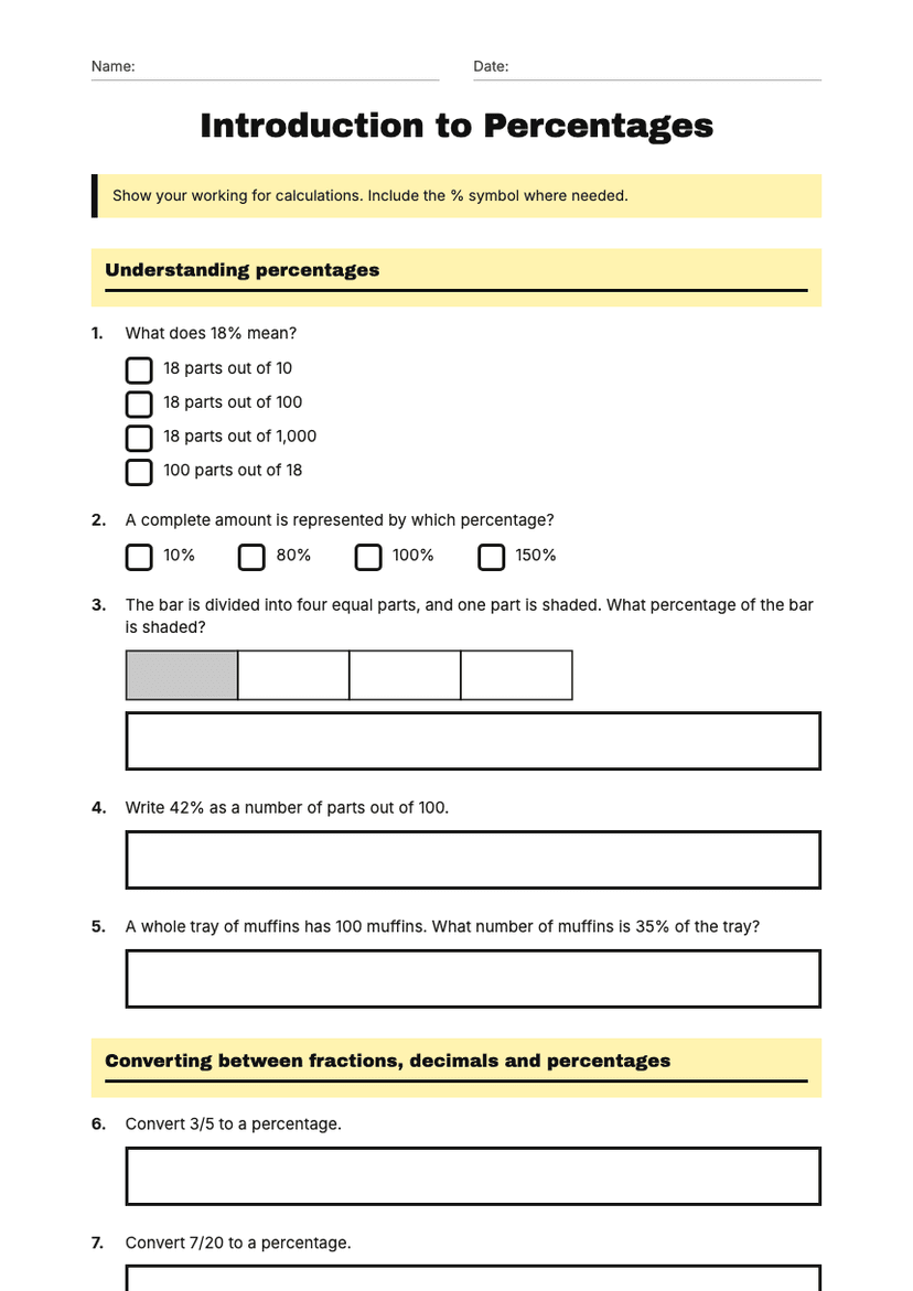 Introduction to Percentages