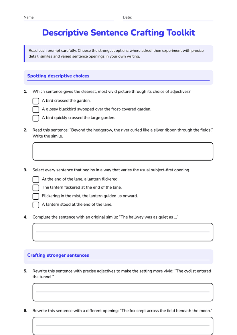 Descriptive Sentence Crafting Toolkit
