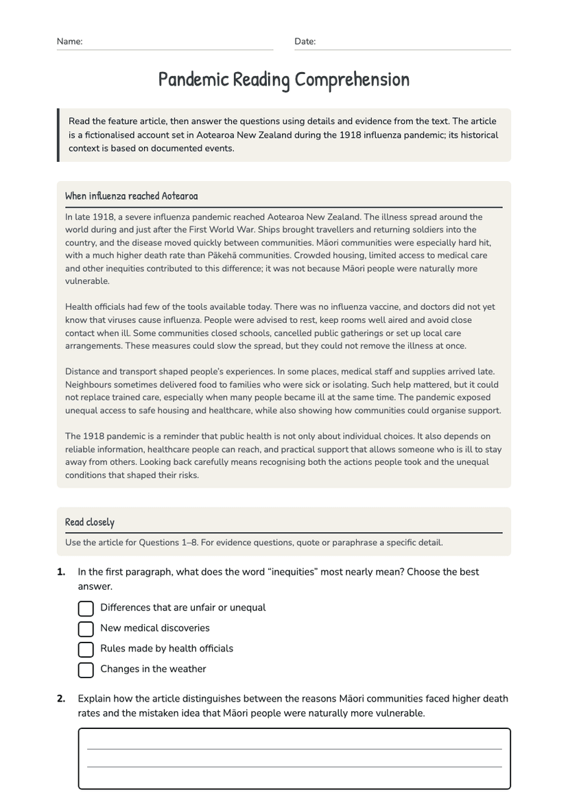 Pandemic Reading Comprehension