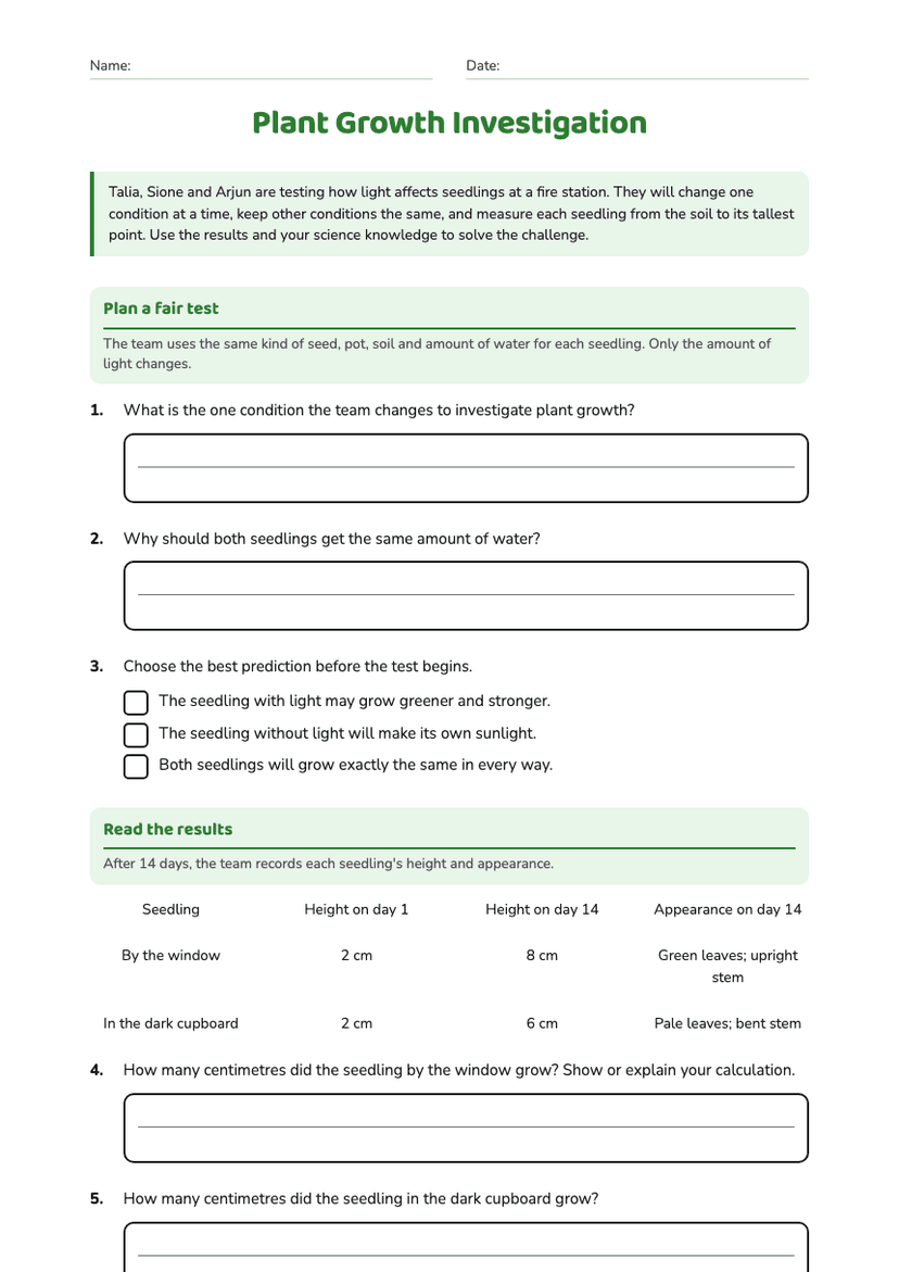 Plant Growth Investigation