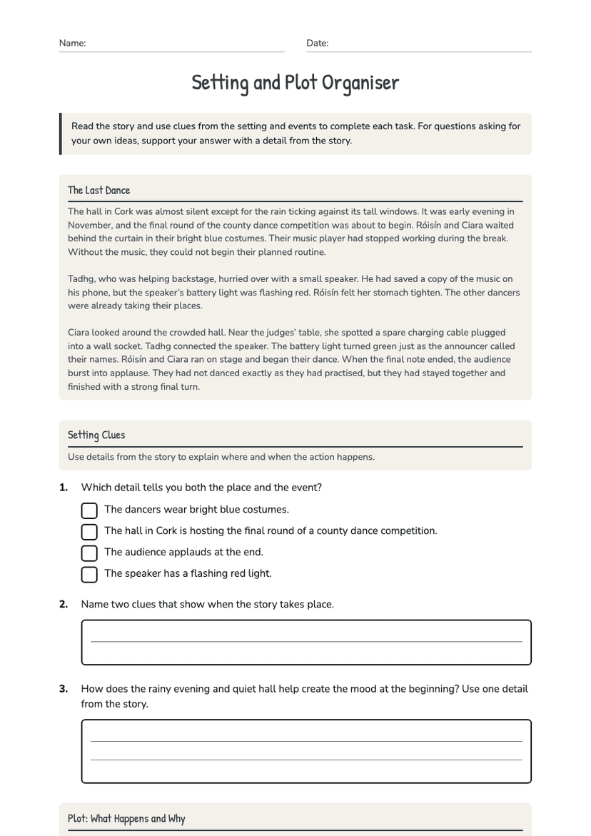 Setting and Plot Organiser