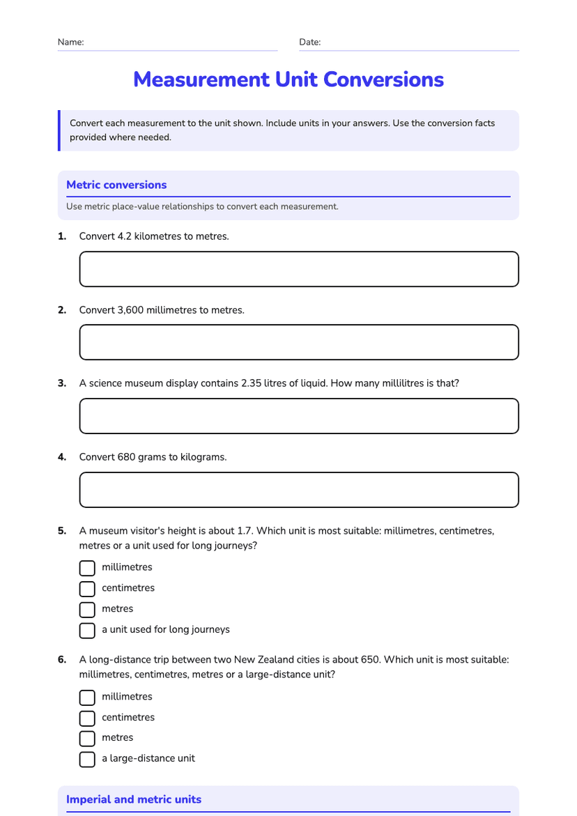 Measurement Unit Conversions