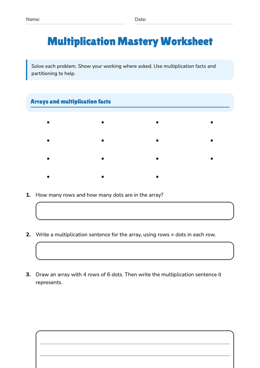 Multiplication Mastery Worksheet