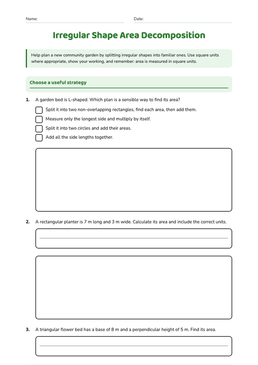 Irregular Shape Area Decomposition