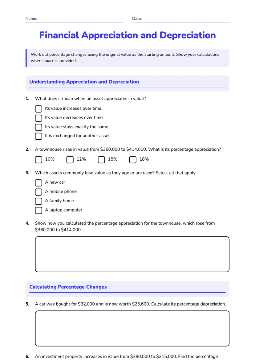 Financial Appreciation and Depreciation
