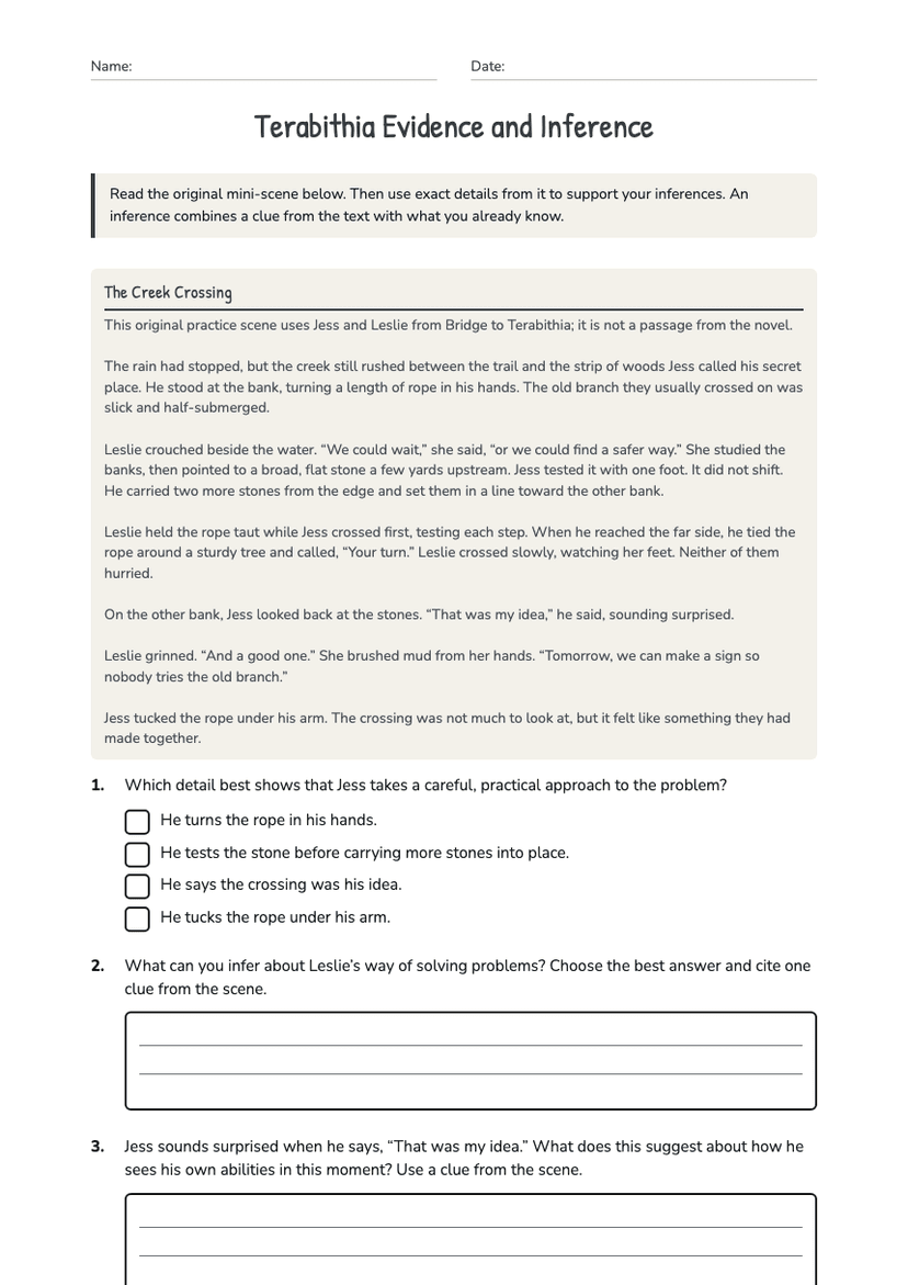 Terabithia Evidence and Inference