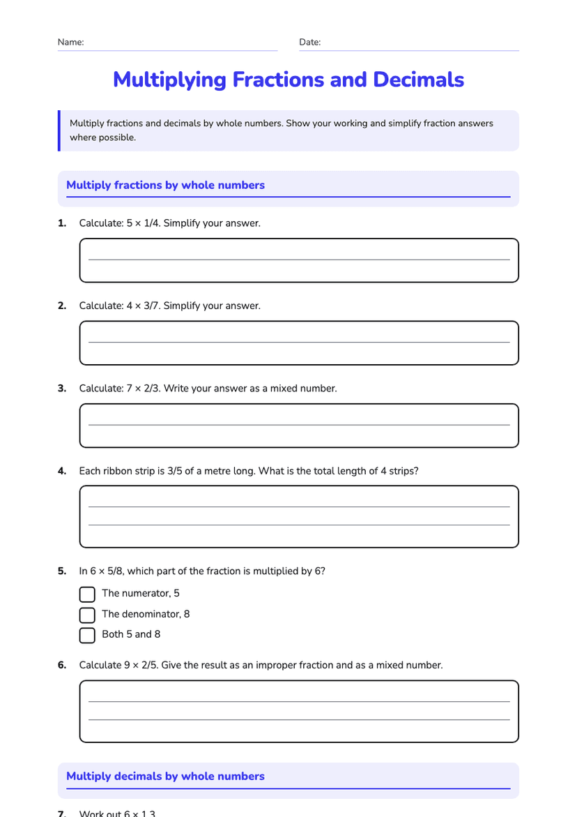 Multiplying Fractions and Decimals