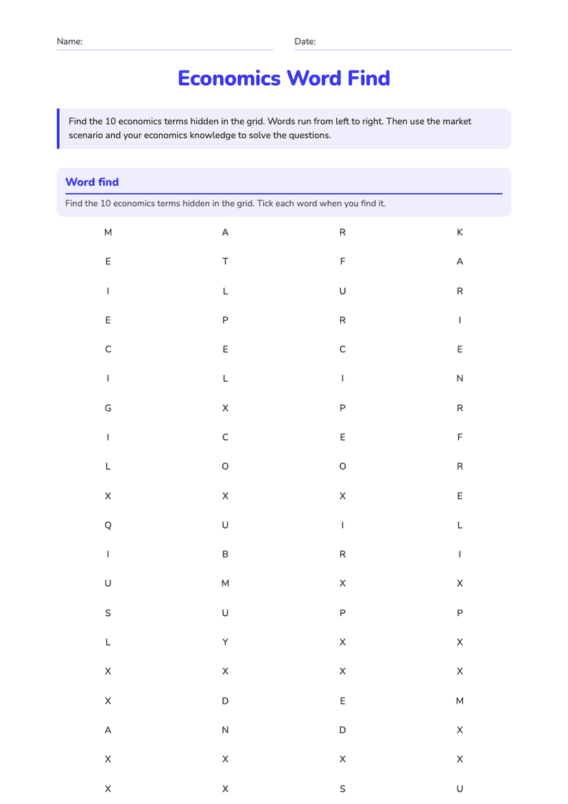 Economics Word Find