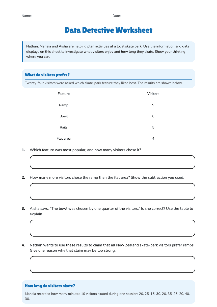 Data Detective Worksheet worksheet preview